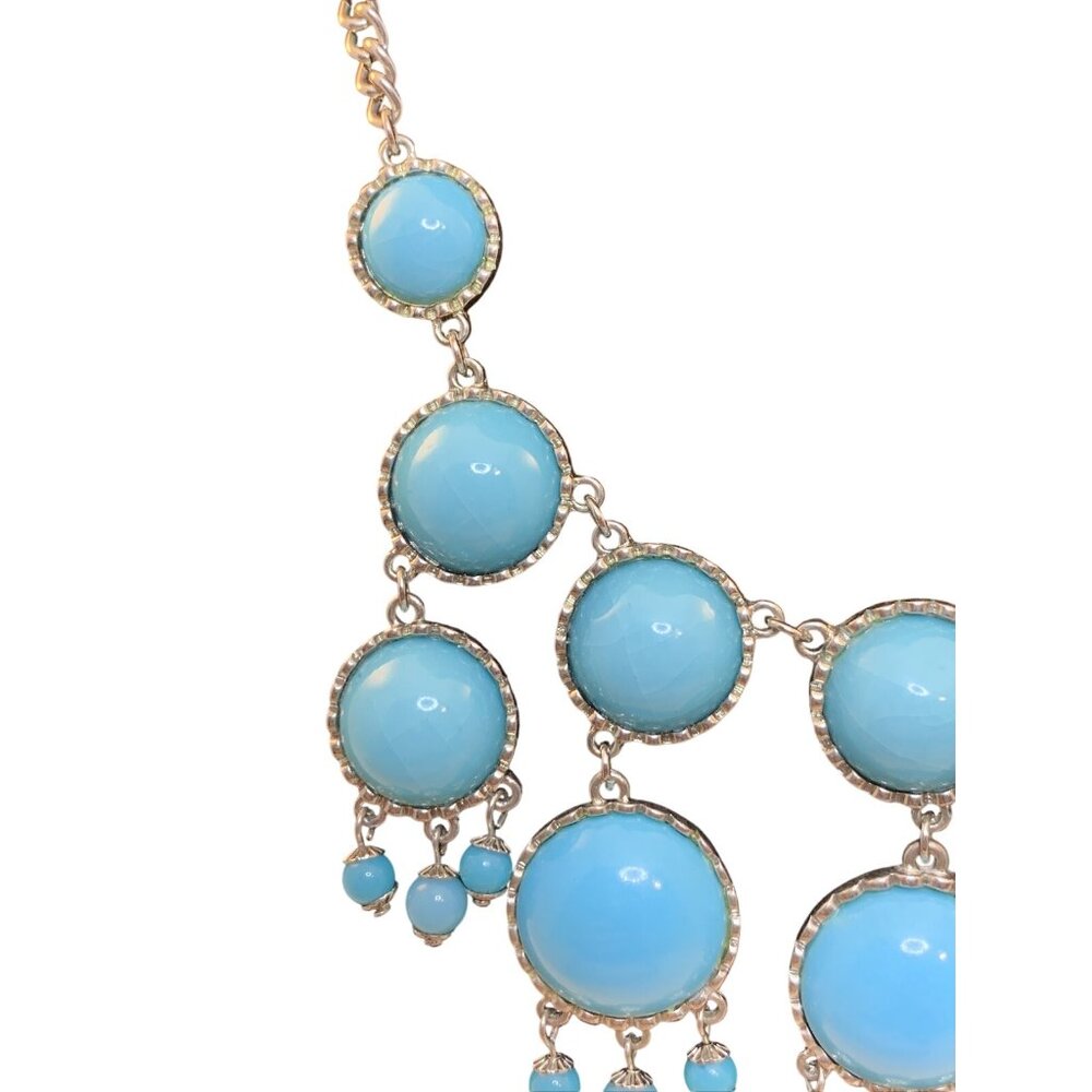 Vintage Faux Turquoise Cabochon Chandelier Statement Necklace (1890) - Picture 2 of 6